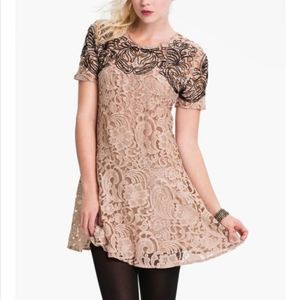 Free people lace semi-transparent mini dress